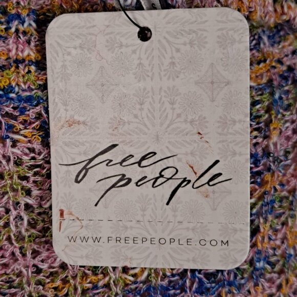 Free People Size Small Blair Candy Combo Mock Neck Sweater CottonLinen Blend NWT - Picture 9 of 12